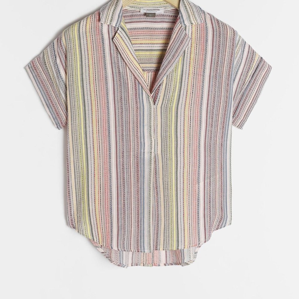 Anthropologie Pilcro Augusta Blouse Striped Sustainable 100% Cotton Size S